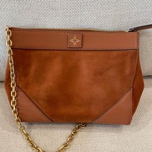 India Hicks Suede and Leather Chain Shoulder Bag